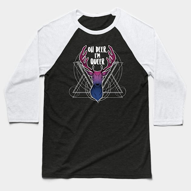 Bisexual: Oh Deer, I'm Queer Baseball T-Shirt by Psitta